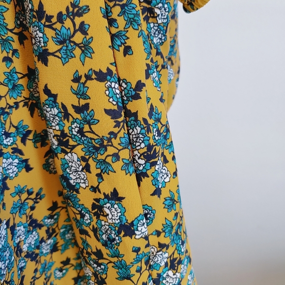 Topshop Yellow and Blue Floral Pleated Mini Dress - Picture 11 of 11